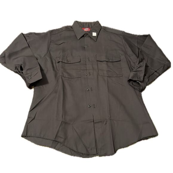 Deadstock Vintage 1980s Dickies Stone Gray Workwear Long Sleeve Shirt / Mens S - Picture 1 of 4